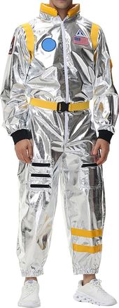 Generic Astronaut Halloween Costume Astronaut Costume Suit Fancy Dress Cosplay Halloween Party Funny Outfit for Adult Men Adult Astronaut Jumpsuit Costume Fan