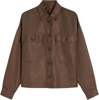 Max Mara Jassen, Dames, Bruin, M, Bruine Stijlvolle Jas met Asymmetrische Zoom