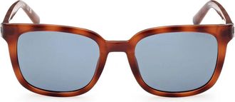 Guess Elegante vierkante zonnebril met blauwe glazen - Heren - Zonnebrillen - Bruin - 53 MM - Accessoires