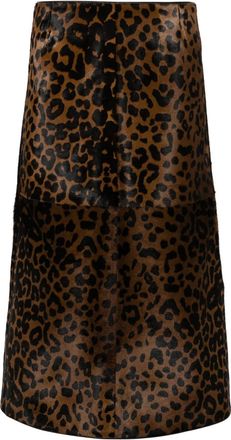 Toteme Zeron leopard-print leather skirt - women - Calf Leather/Viscose - 34 - Brown