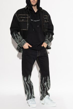 Off-white Sweatshirt With Embroidered Logo, Mens, Black