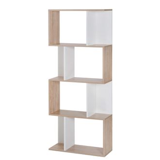HOMCOM Homcom - Libreria Design Moderno A 4 Ripiani 60x24x148cm Bianco E Legno Naturale