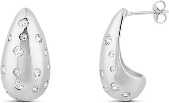 SHYMI Inlay Tear Drop Earrings - 14K Gold Filled, Rhodium Plated, Cubic Zirconia Detailing, Day to Night