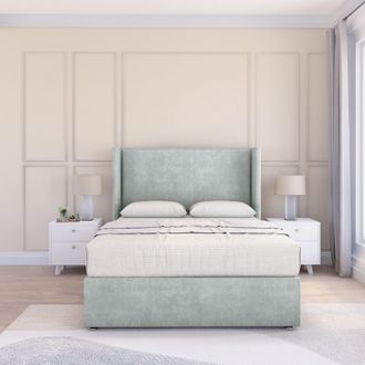 Sloomy Devonshire Naples Wingback Bed Set, No Drawers & 54Headboard in Silver | Size: Single