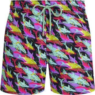 Vilebrequin Men Stretch Short Swim Shorts Whales Offset in Navy at Nordstrom, Size Xx-Large