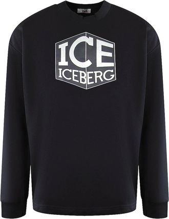 Iceberg Mens Ice Iceberg Cubed Logo Black Sweatshirt - Size: 36