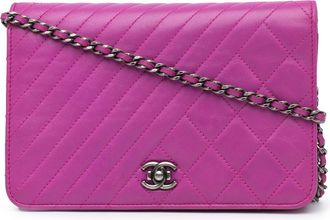 Chanel Pre-owned Womens Quilted Leather Wallet On Chain - Fuschia - One Size