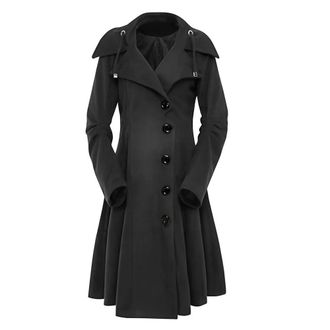 Generic NYSDM Goth Overcoat Trench Coat Gothic Long Slim Asymmetric Lapel Collar Button Elegant Y2k Streetwear Vintage Outwears