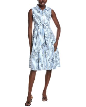 Gracia Stripe Print Sleeveless Front Tie Dress