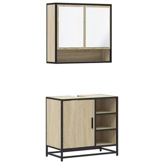 Berkfield Home 2 Piece Bathroom Furniture Set Sonoma Oak Engineered Wood in Brown