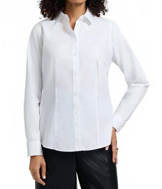 Foxcroft Dianna No Iron Long Sleeve Top In White