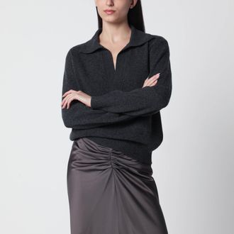 Victoria Beckham Maglione Genevieve in misto cashmere grigio m&eacute;lange