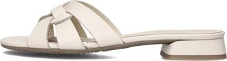 Lina Locchi Witte Leren Knoop Slippers - Dames - Sandalen - Wit - 40 EU - Leer - Schoenen