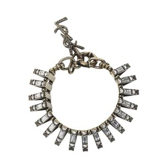 Saint Laurent Accessoires, Dames, Grijs, M, Crystal Pyramid Bracelet