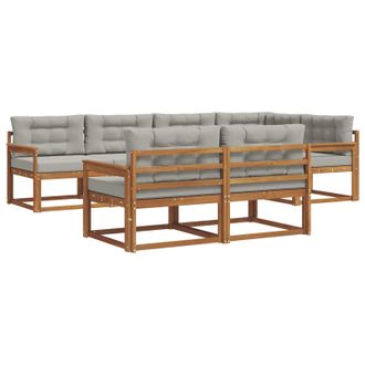 vidaXL Conjunto De Sof&aacute;s De Exterior 7 Pcs Natural Y Gris Claro Vidaxl