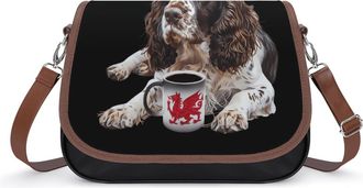 Generic Welsh Springer Spaniel Dog Womens Crossbody Bag Fashion Shoulder Handbags Message Tote Bag with Adjustable Strap