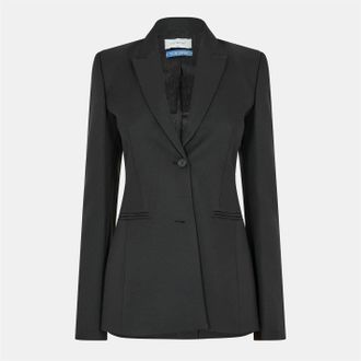 Off-white Womens Off White Tech Solid Patterned Lapel Collared Suit Jacket in Black/White - Size 6 UK
