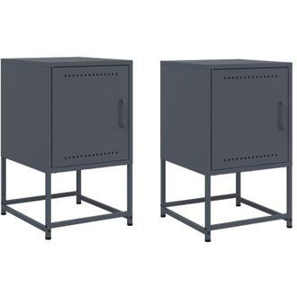 vidaXL vidaXL Comodini 2 pz Antracite 36x39x60,5 cm in Acciaio