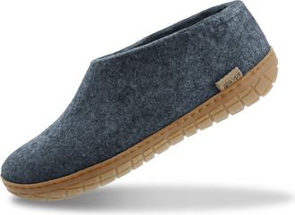Glerups dk Indoor Outdoor Slippers Men & Women with Rubber Sole (Denim Blue) | Unisex Wool Slipper Shoes | Comfy Slippers Women Men | Cosy Gents and Ladies Slipp