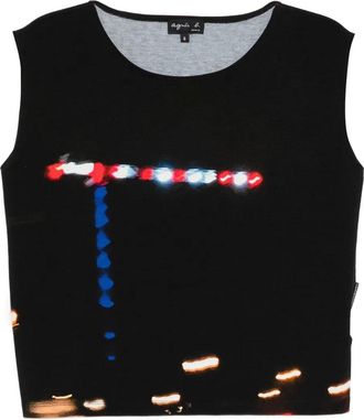 agnès b. printed tank top - women - Elastane/Viscose - 1 - Black