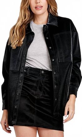 Dear John Denim Yara Faux Leather Shirt Jacket In Black