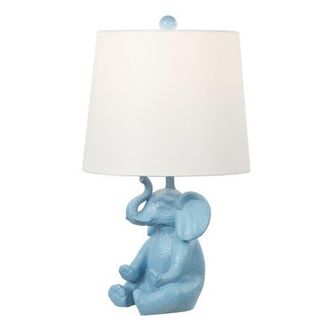 Jonathan Y Designs Kairi Modern Shabby Chic Resin/Iron Happy Elephant LED Kids Table Lamp with Phone Stand in Blue at Nordstrom