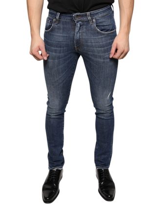 Dolce & Gabbana Mens Slim Fit Jeans Distressed Detail - Dark Blue Cotton - Size EU 44 (Mens)