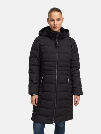 Manisa Steppmantel MANISA, Damen, Gr. 46, schwarz, Web, Obermaterial: 100% Polyester. Futter: 100% Polyamid, unifarben, normal kniebedeckend, Rundhals, M&auml;nte