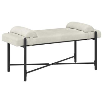 vidaXL Banco Con Botones Y Cojines Con Almohada Crema 110 X 40 X 46 Cm Vidaxl