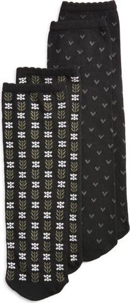 Oroblù Joyful Assorted 2-Pack Crew Socks in Black at Nordstrom