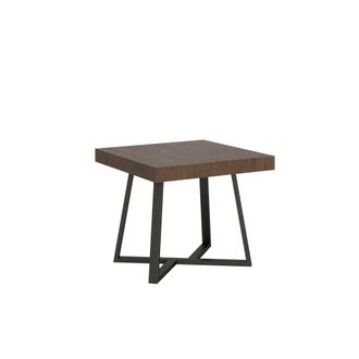 ITYhome Mesa extensible 90x90/194 cm efecto madera, nogal