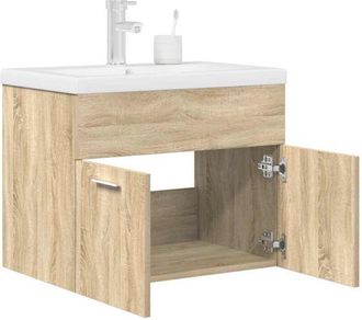 vidaXL Mueble De Ba&ntilde;o Con Lavabo Incorporado Y Grifo Roble Sonoma Vidaxl