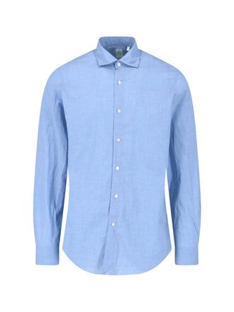 Finamore Light Blue Gaeta Tailored Linen Shirt
