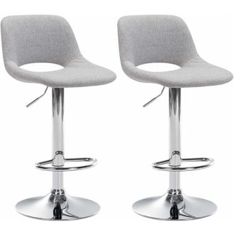 Clp Clp - Set De 2 Taburetes De Bar En Tela Gris Claro Metal Cromado