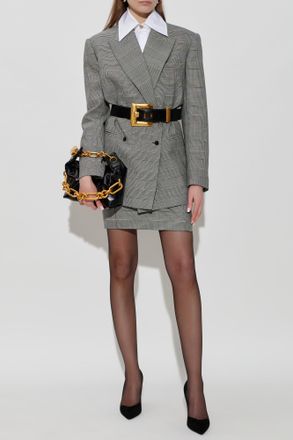 Balmain Houndstooth Skirt, Womens, Grey