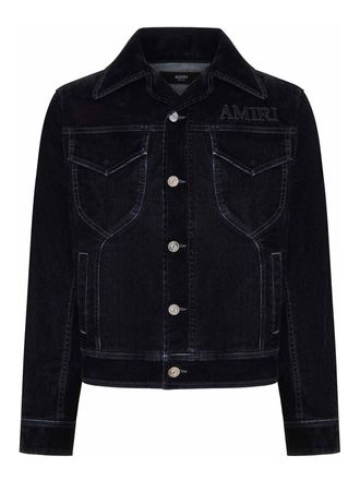 Amiri Flocked Denim Jacket With Embroidered Logo