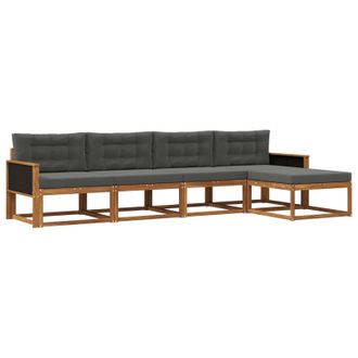 vidaXL Conjunto De Sof&aacute;s De Exterior 5 Pcs Natural Y Antracita Vidaxl