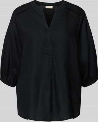 Freequent Bluse aus Leinen-Mix mit verl&auml;ngertem R&uuml;cken Modell Lava in Black, Gr&ouml;&szlig;e XXL