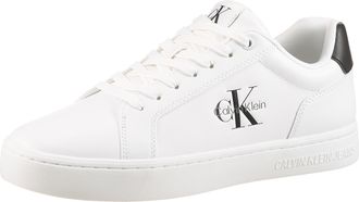 Calvin Klein Jeans Sneaker CALVIN KLEIN JEANS CLASSIC CUPSOLE MONO LTH, Herren, Gr. 40, schwarz-weiss (wei&szlig;, schwarz), Leder, Lederimitat, unifarben mit Farbeinsatz, Sch
