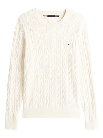 Tommy Hilfiger logo-embroidered cable-knit sweater - men - Cotton - L - Neutrals
