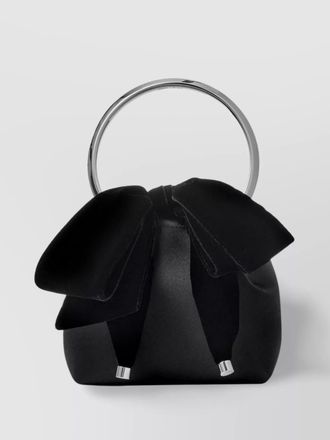 Jimmy Choo London Black satin bucket bag with velvet bow