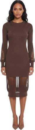 Bottega Veneta Brown Knitted Crew Neck Midi Dress