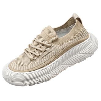 Generic Mens Slip On Trainers Flying Woven Mesh Casual Sneakers Thick-Sole Non-Slip Running Shoes with Memory Foam, Lightweight Breathable Chunky Trainers for
