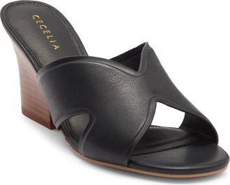 Cecelia New York Faye Wedge Slide Sandal in Black at Nordstrom, Size 7.5