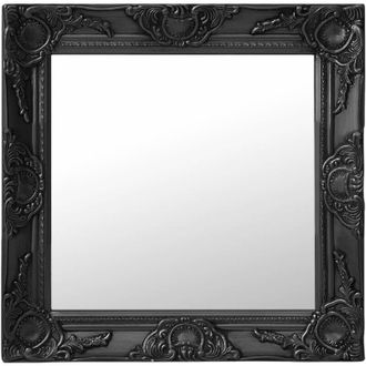 vidaXL Espejo De Pared Estilo Barroco Negro 50x50 Cm Vidaxl