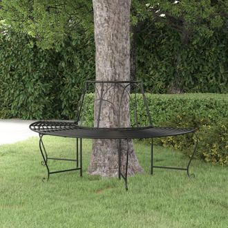 vidaXL Banco De Jard&iacute;n Semicircular De Acero Negro 159 Cm Vidaxl