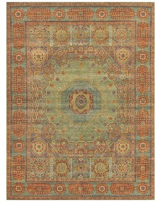 Exquisite Rugs Mamluk Hand-Knotted New Zealand Wool Green Area Rug