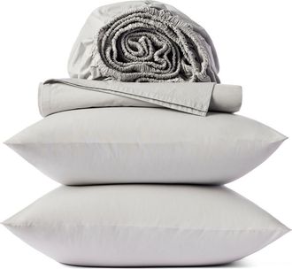 Coyuchi 300 Thread Count Organic Cotton Percale Sheet Set in Seal at Nordstrom, Size Queen