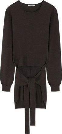 Christophe Lemaire Truien & Vesten, Dames, Bruin, M, Wol, Donkerbruine Crew Neck Sweater