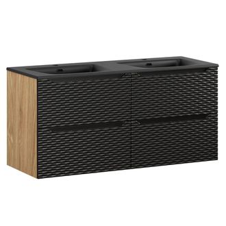Petits Meubles Mueble lavabo encastrado 4 cajones estratificado Negro marr&oacute;n